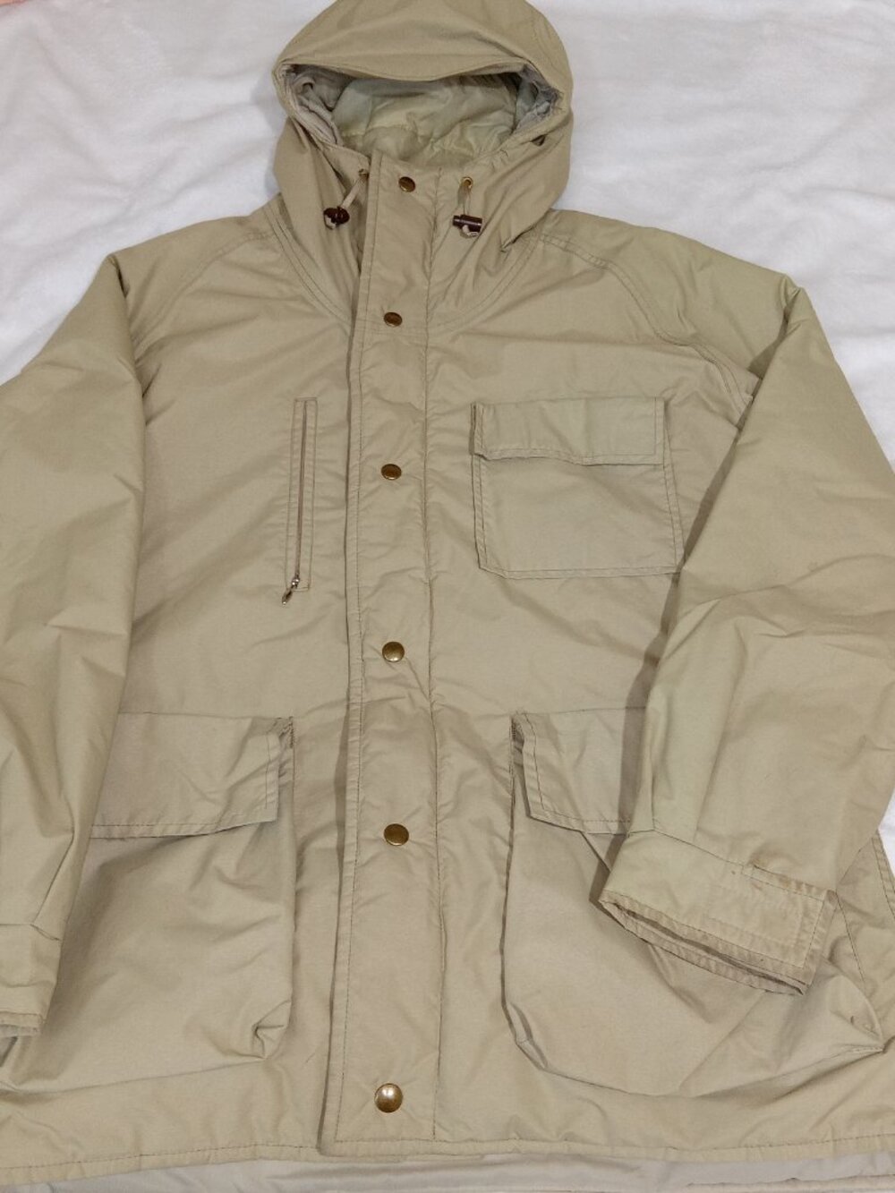 Vintage Browning Gore-Tex Parka Jacket Mens M Made USA Hooded Hunting Tan - Picture 13 of 14